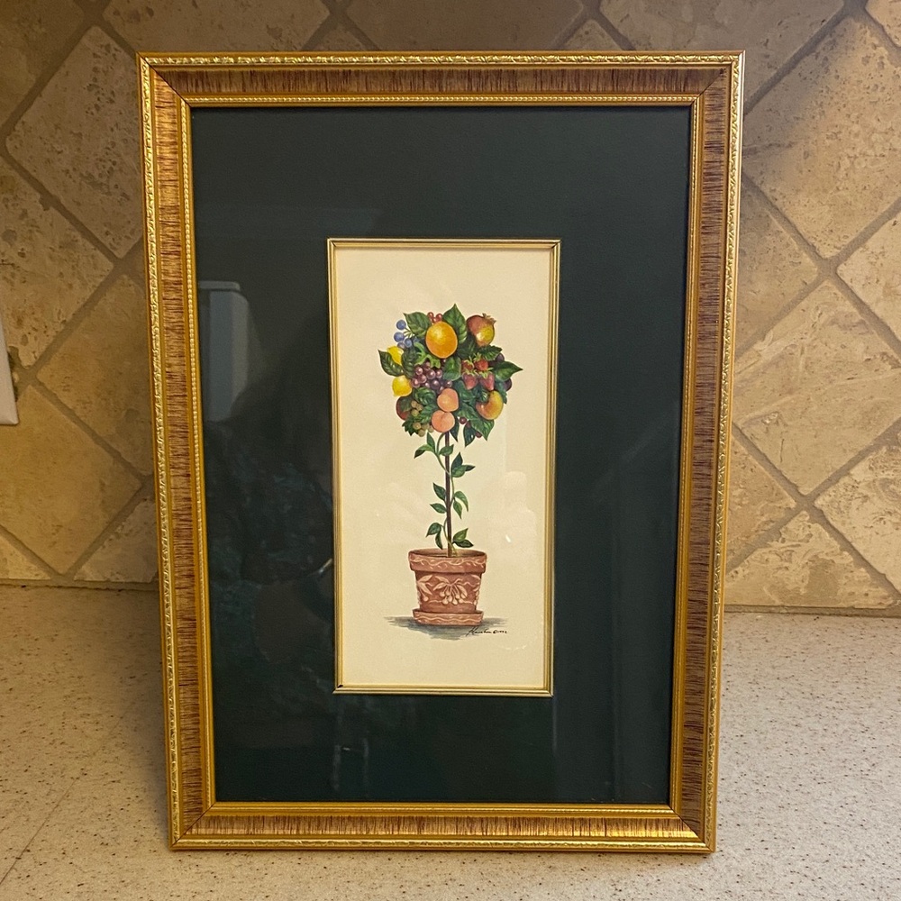 Framed Botanical Art with Gold Frame